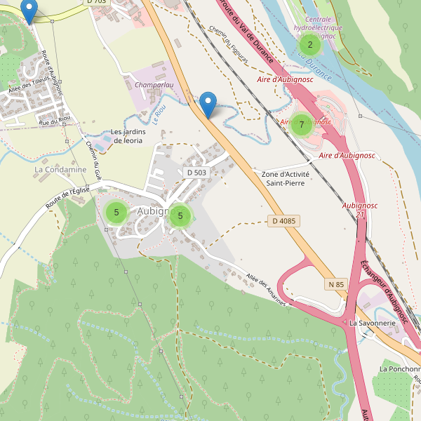 Carte des parkings à Aubignosc Thumbnail