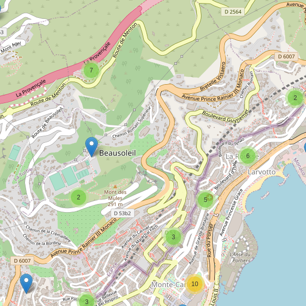 Carte des parkings à Beausoleil Thumbnail