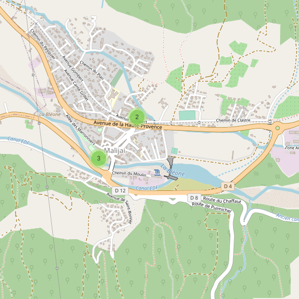 Carte des parkings à Malijai Thumbnail