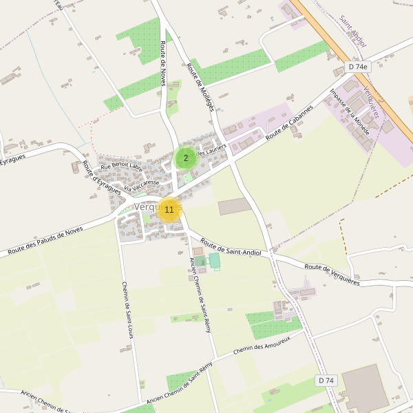 Carte des parkings à Verquières Thumbnail