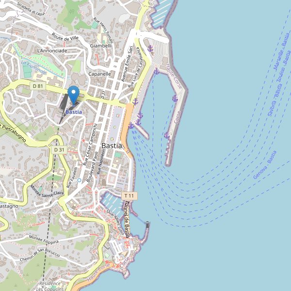 Carte des gares à Bastia Thumbnail