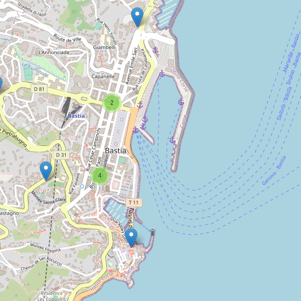 Thumbnail Carte des hôtels à Bastia