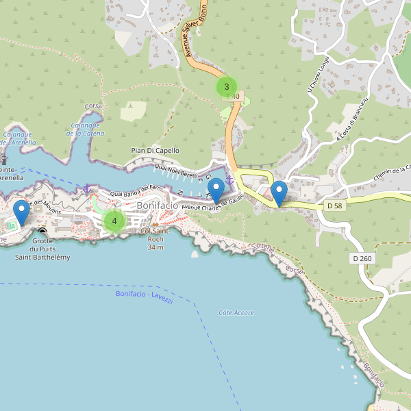 Carte des hotels à Bonifacio Thumbnail