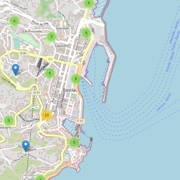 Thumbnail Carte des parkings à Bastia