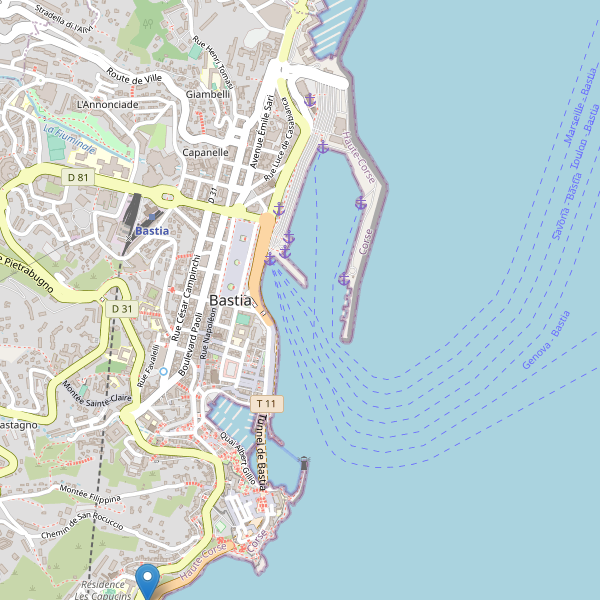 Carte des stationnement-velos à Bastia Thumbnail